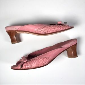 Vintage Vici Pink Leather Low Heel Sandals